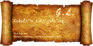 Gubán Lóránt névjegykártya